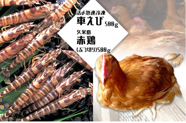 活〆車えびと赤鶏セット